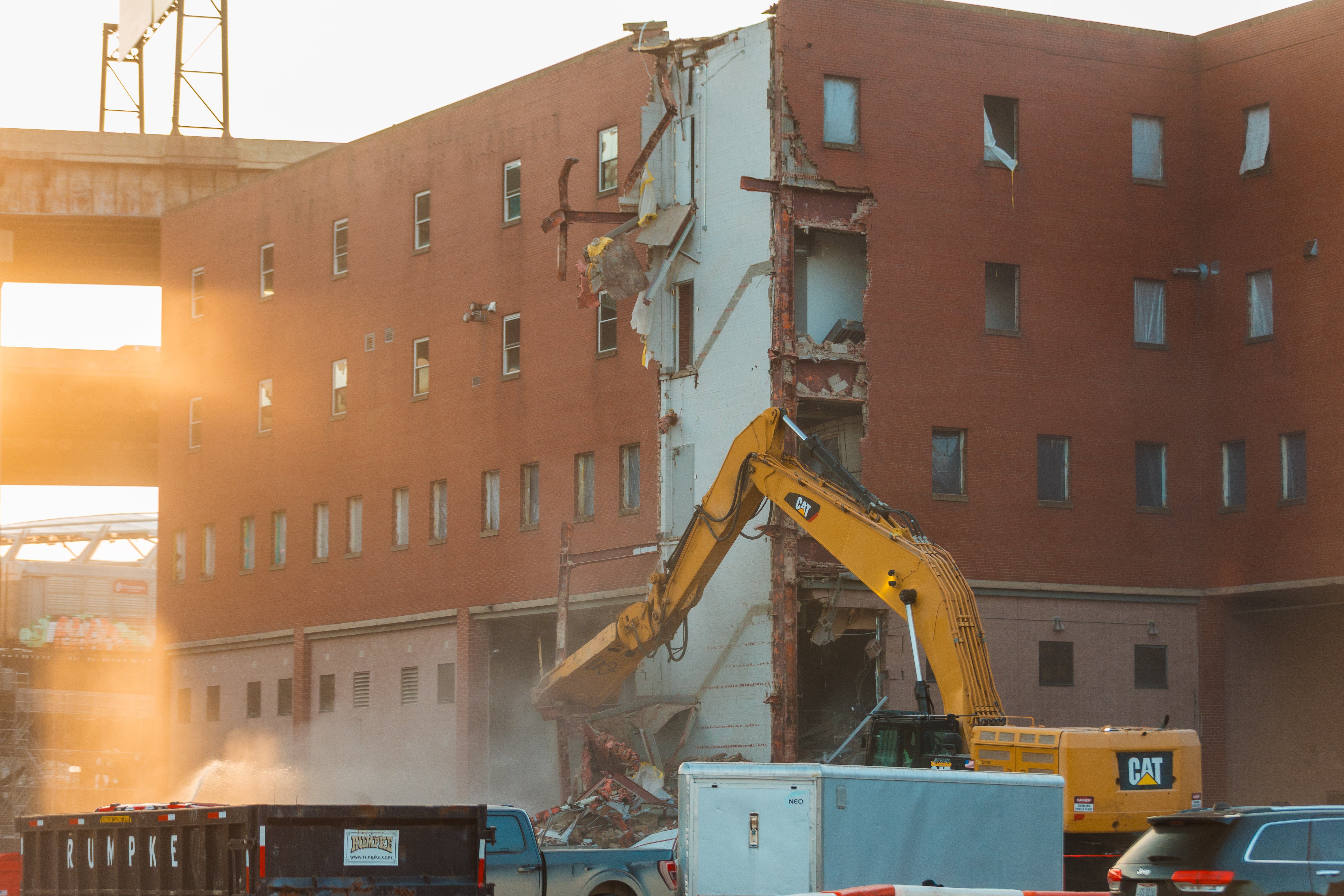 Construction site at sunset